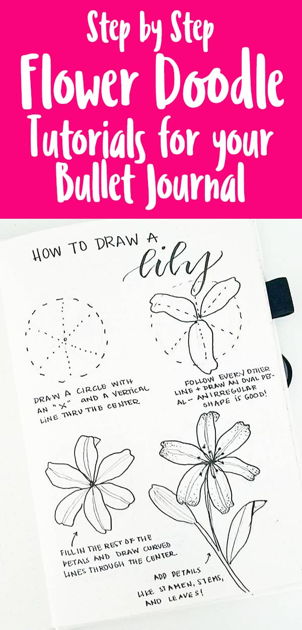 How to Draw Easy Flower Doodles for Bullet Journal Spreads